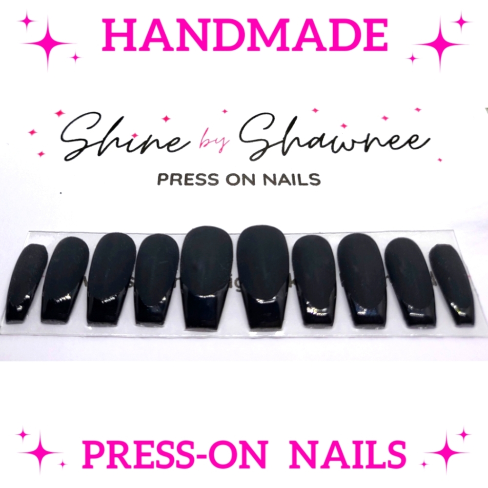 Handmade Luxury Press-On Nails | Sturdy & Reusable | BLACK VELVET